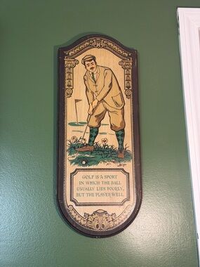 Vintage Golf Plaque Wall Art - Golfer Illustration